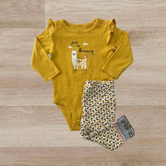 Carter's Baby Girl 2 piece Llama Set 9 months - Picture 1 of 12